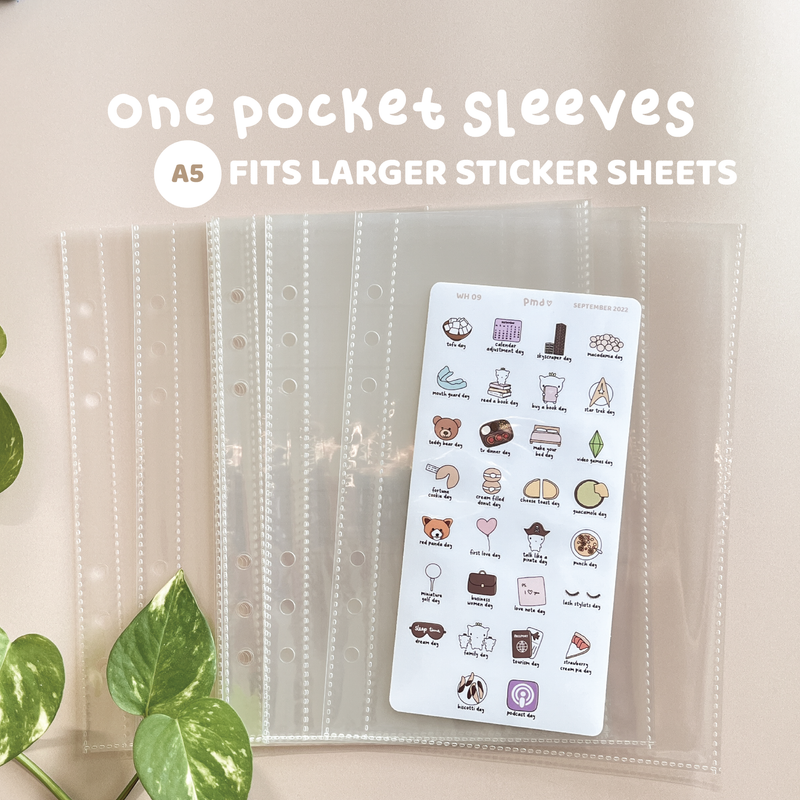 1 Pocket A5 Sleeves | 10 Pack | Fits Larger Sticker Sheets | Sticker Storage | SS10