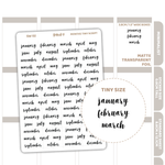 Months Tiny Script Word Stickers | SW02