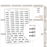 52 Weeks Tiny Script Word Stickers | SW03