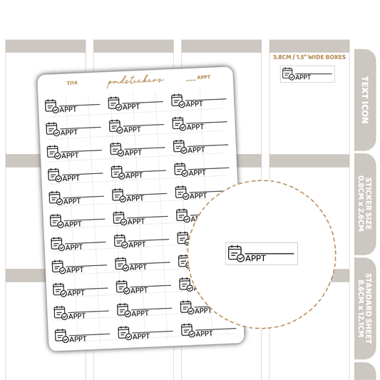 Appt Text Icon Stickers | Minimal Planner Stickers | TI14