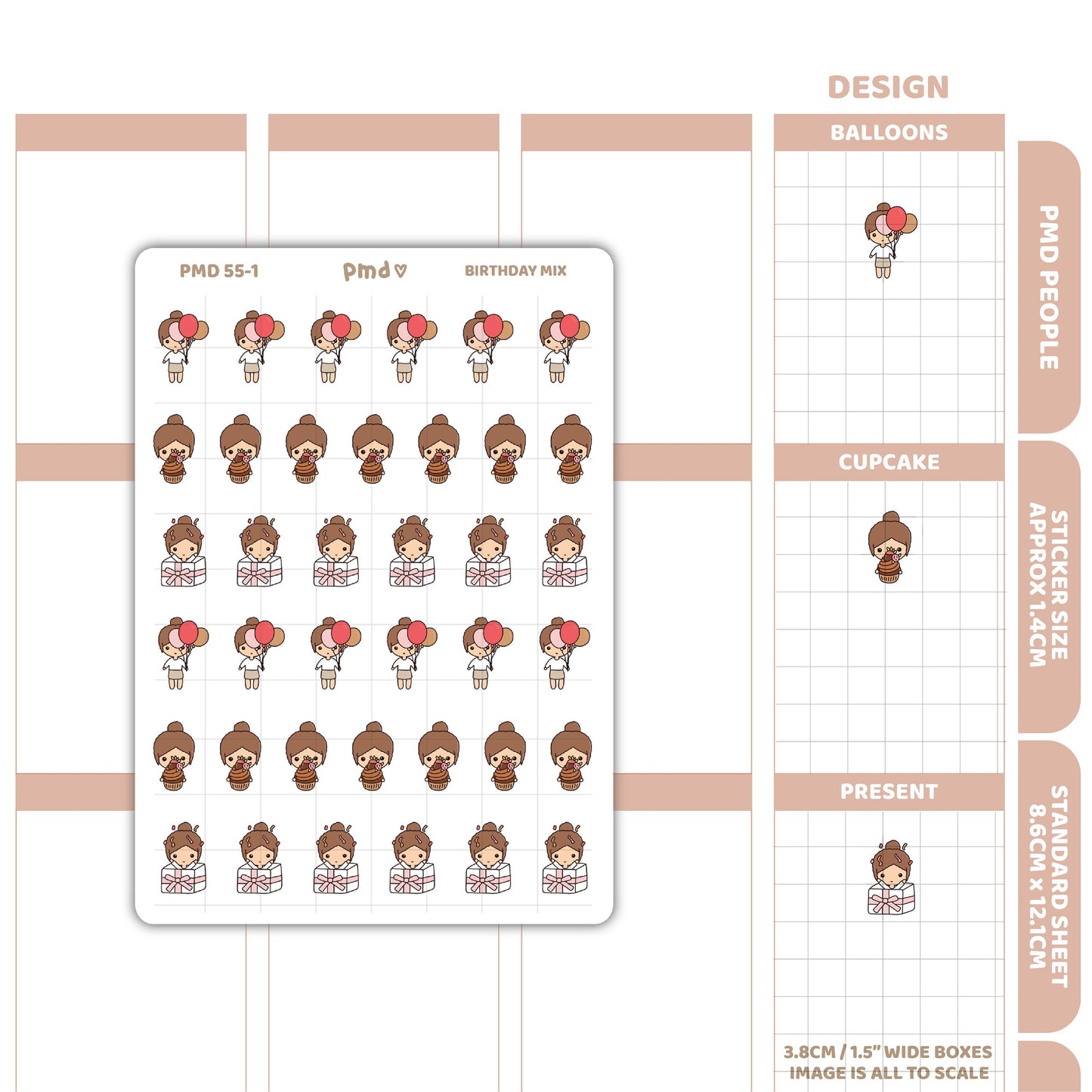 Birthday Stickers | PMD People Planner Stickers | PMD55