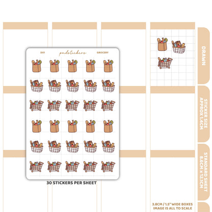 Grocery Stickers | Drawn Planner Stickers | D01