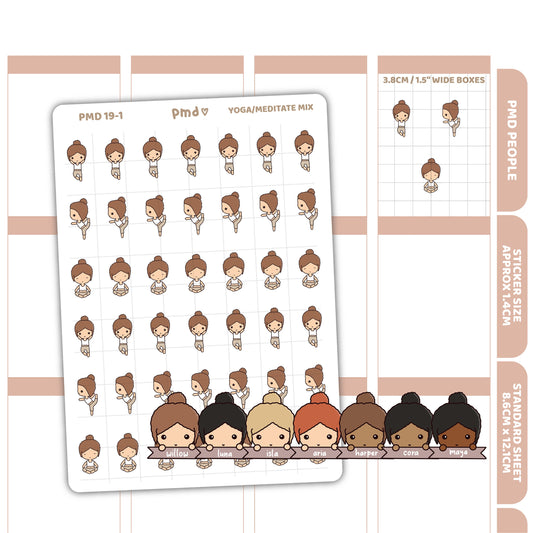 Yoga/Meditate Stickers | PMD People Planner Stickers | PMD19