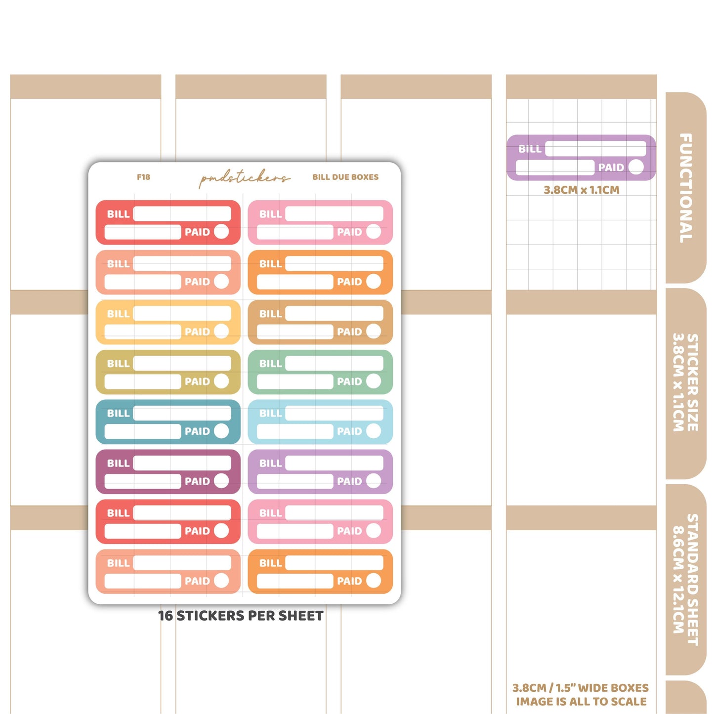 Bill Tracker Stickers | Functional Planner Stickers | F18