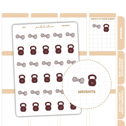 Weights Stickers | Drawn Planner Stickers | D33