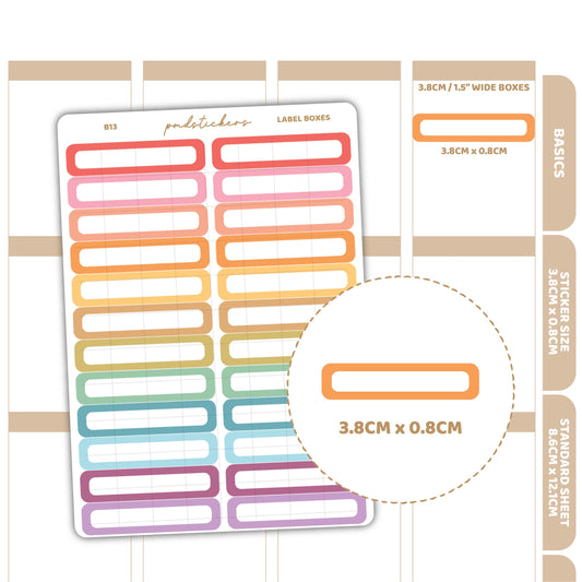 Label Box Stickers | Basic Planner Stickers | B13