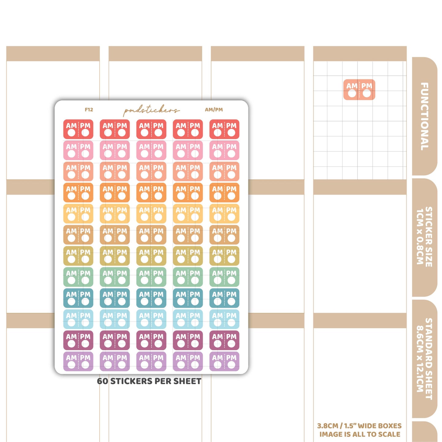 AM/PM Reminder Stickers | Functional Planner Stickers | F12