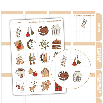 Christmas Minimal Stickers | Drawn Planner Stickers | D66