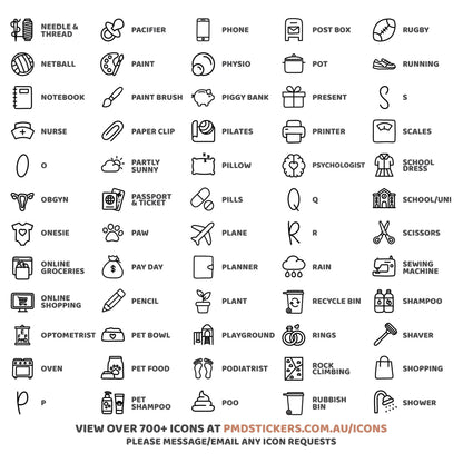 Dashed Icon Box Stickers | Minimal Planner Stickers | M05