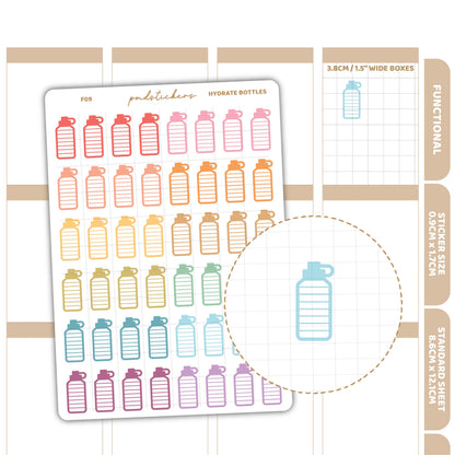 Hydrate Bottle Stickers | Functional Planner Stickers | F09