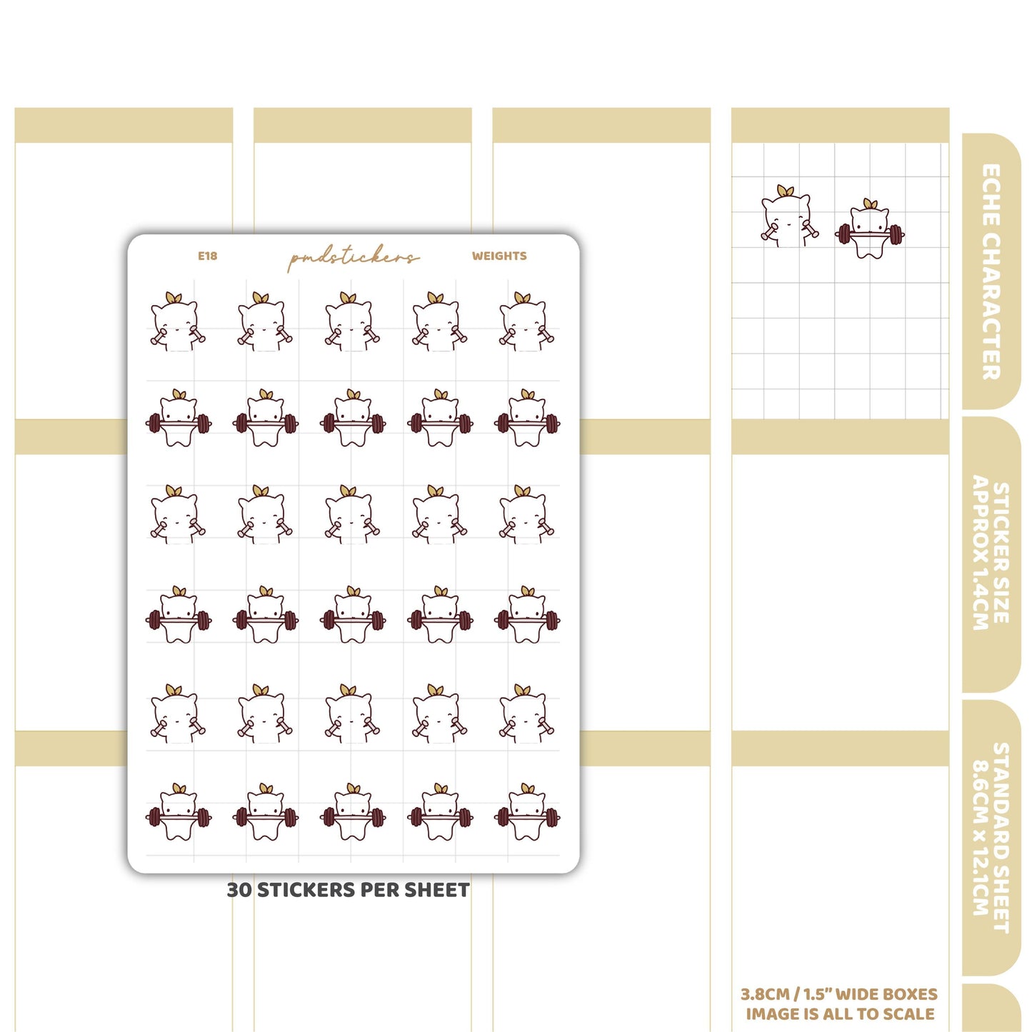 Weights Stickers | Eche Character Planner Stickers | E18