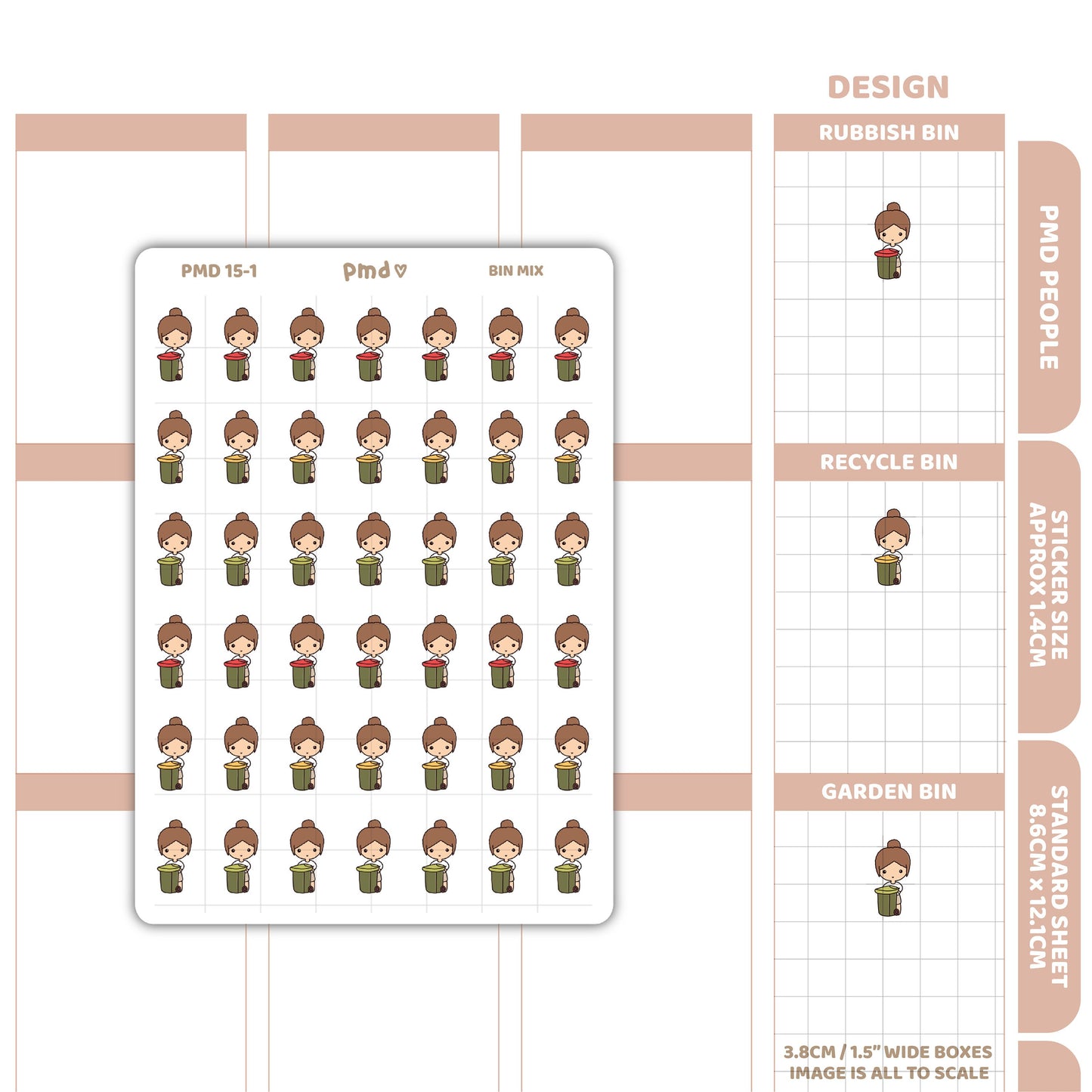 Bin Stickers | PMD People Planner Stickers | PMD15