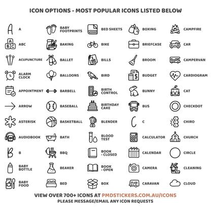 Dashed Icon Box Stickers | Minimal Planner Stickers | M05