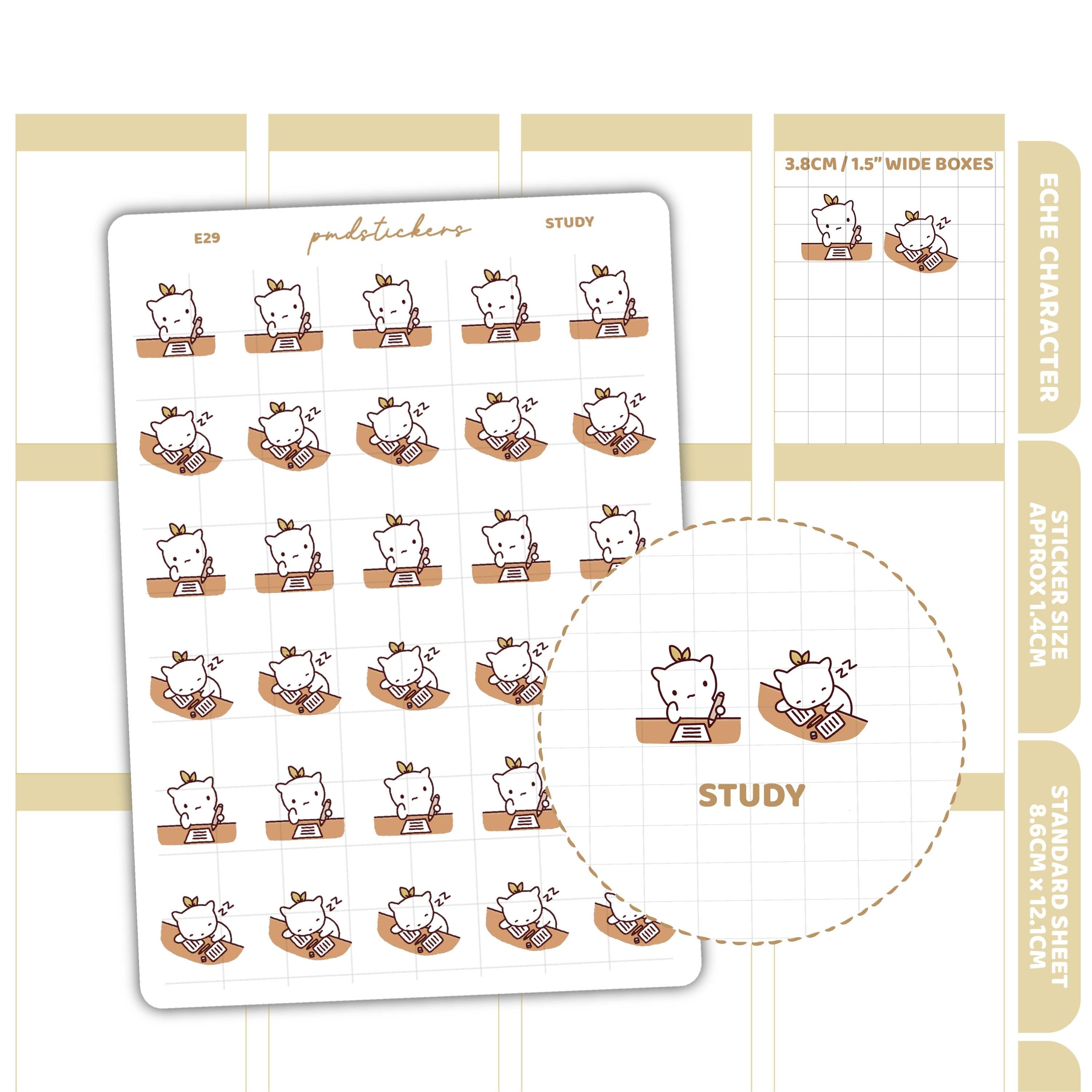 Study Stickers | Eche Character Planner Stickers | E29 – PMD Stickers