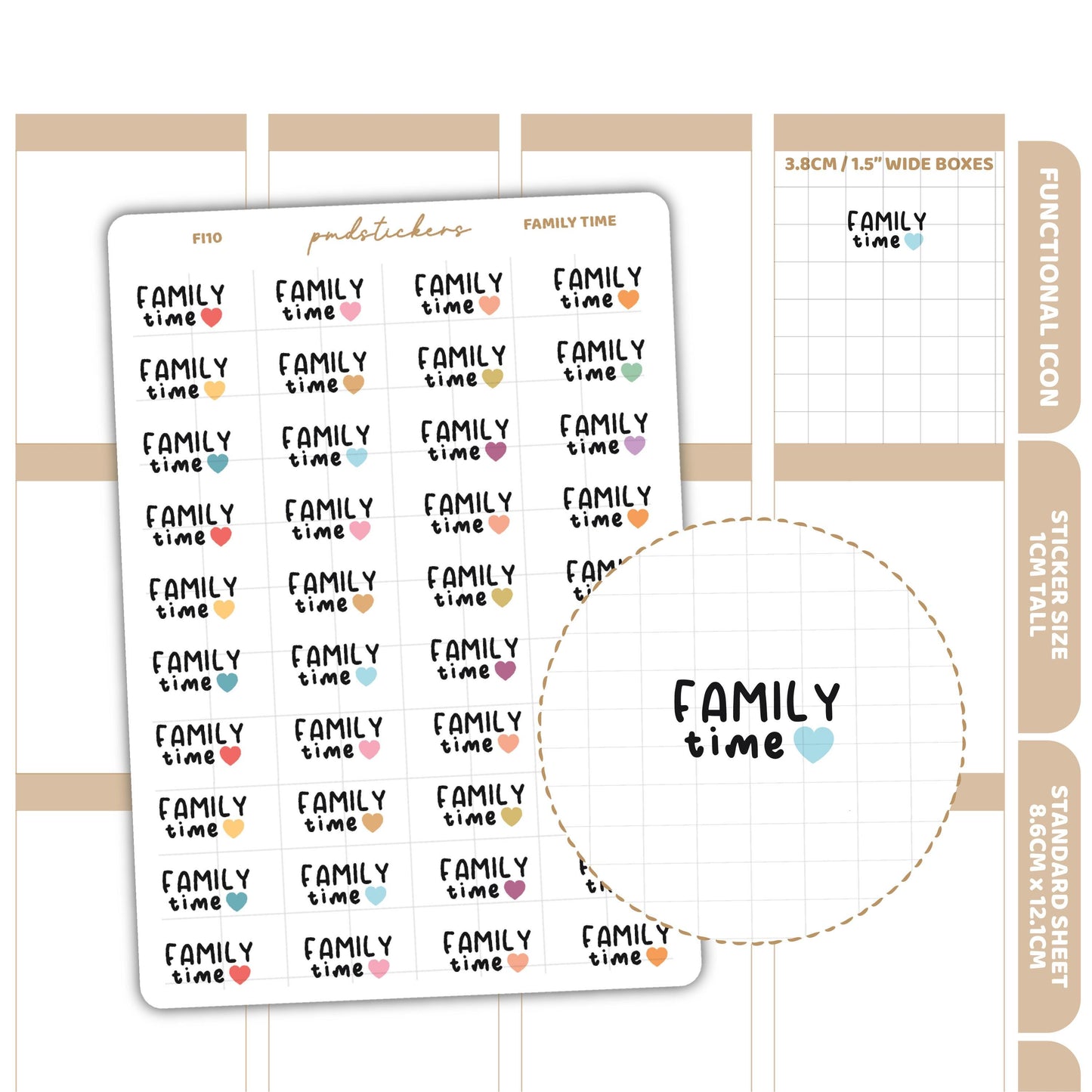 Family Time Stickers | Functional Icon Planner Stickers | FI10