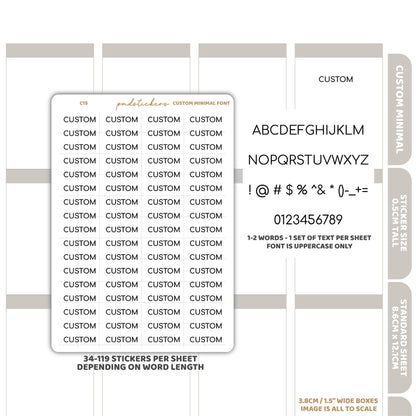 Custom Minimal Font Word Stickers | Custom Minimal Planner Stickers | C15