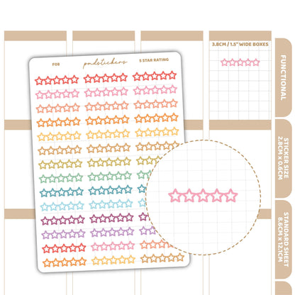 5 Star Rating Stickers | Functional Planner Stickers | F08