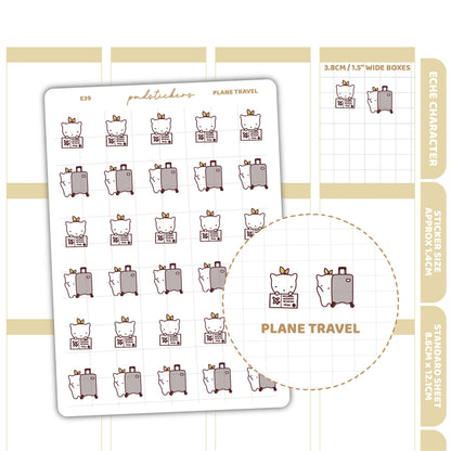 Plane Travel Stickers | Eche Character Planner Stickers | E39