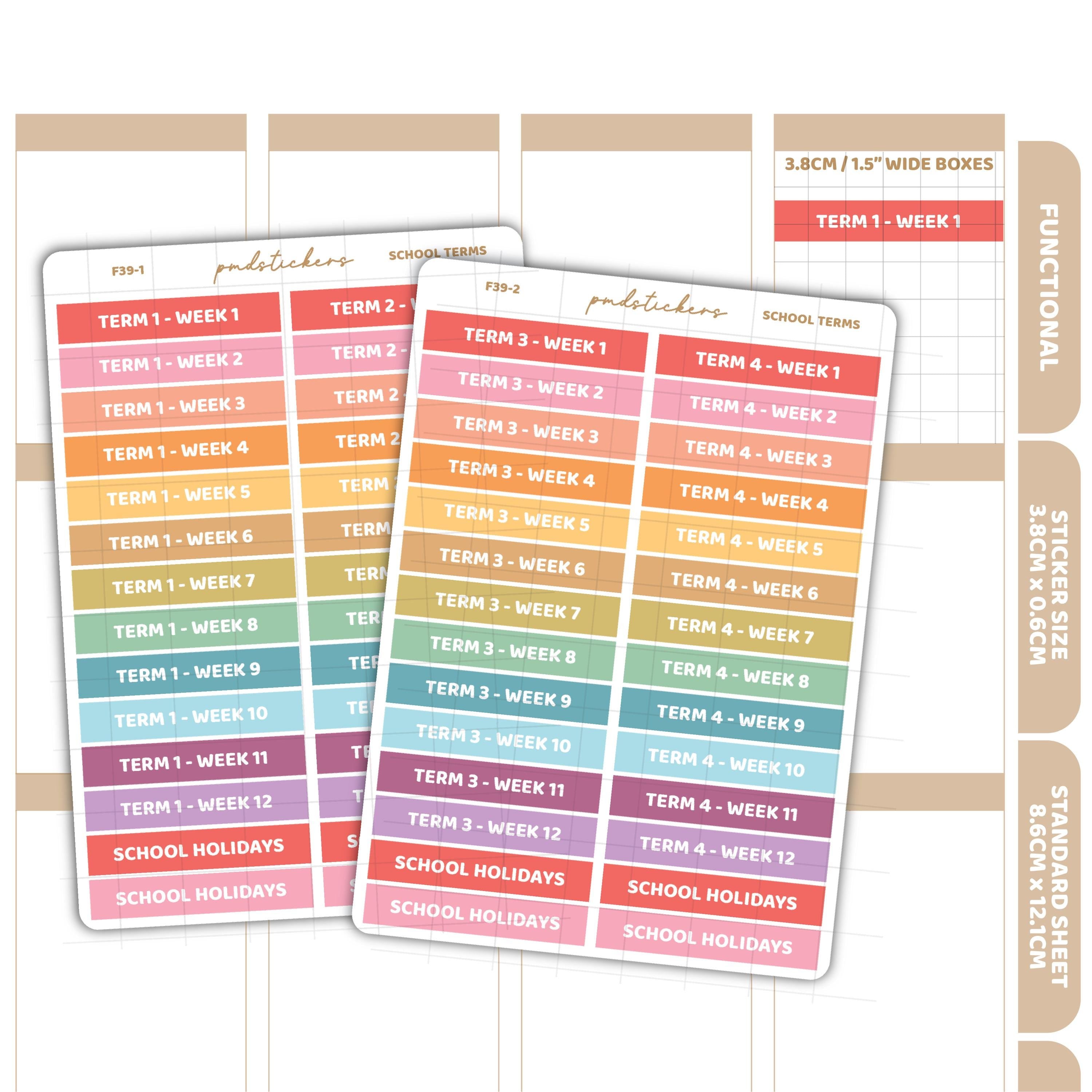 School Term Header Stickers | Functional Planner Stickers | F39(2 ...