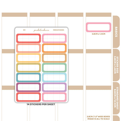 Medium Box Stickers | Basic Planner Stickers | B11