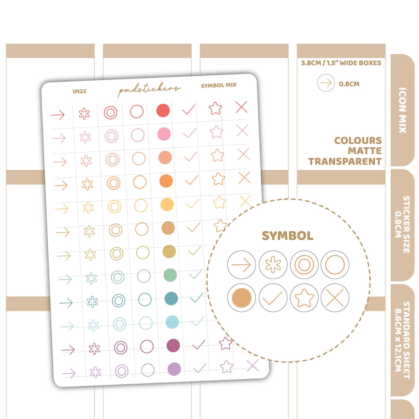 Symbol Mix Icon Dot Stickers | Planner Stickers | IM22