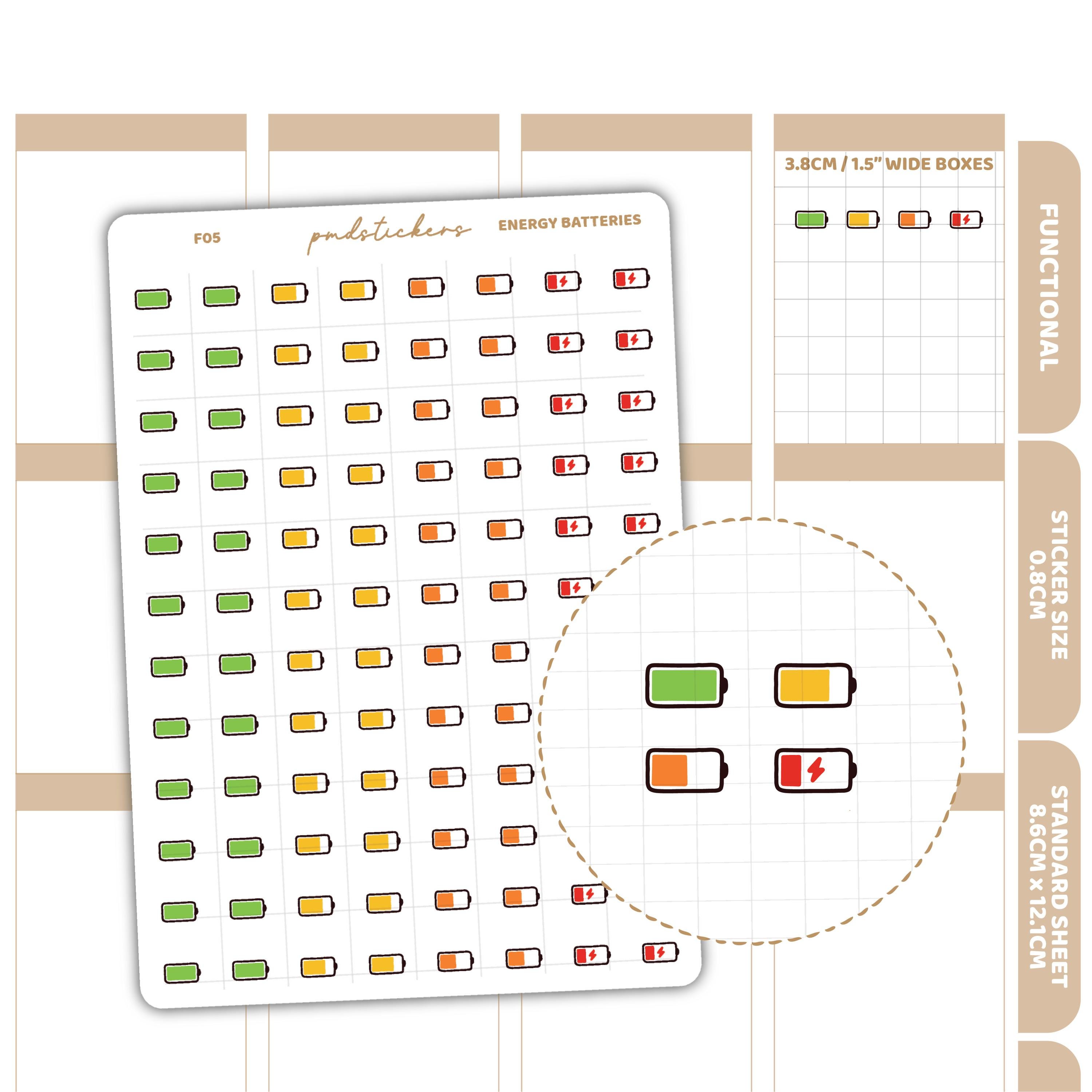 Energy Battery Stickers | Functional Planner Stickers | F05 – PMD Stickers