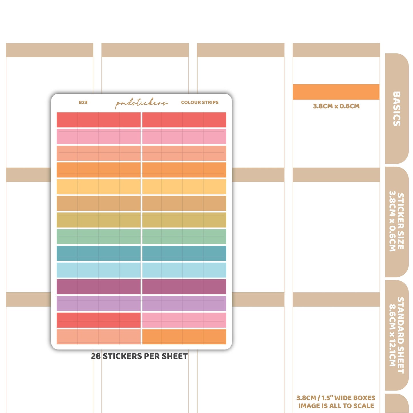 Colour Strips Stickers | Basic Planner Stickers | B23