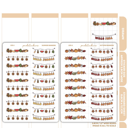 Season Banners Stickers | Drawn Planner Stickers | D75