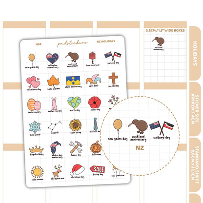 NZ Holiday Stickers | Holiday Planner Stickers | H08