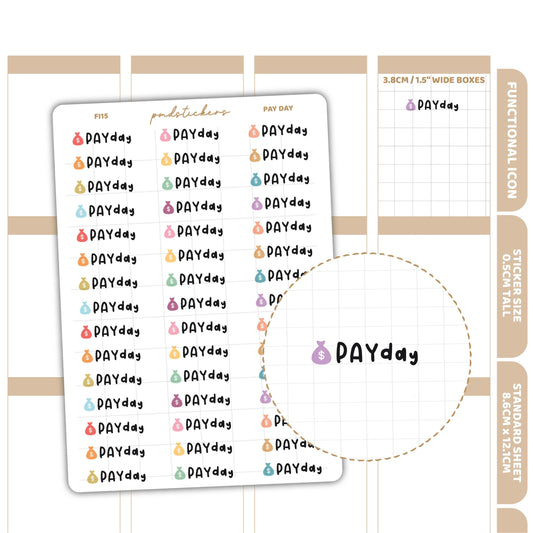 Pay Day Stickers | Functional Icon Planner Stickers | FI15