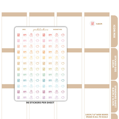 Budget Mix Icon Dot Stickers | Planner Stickers | IM13