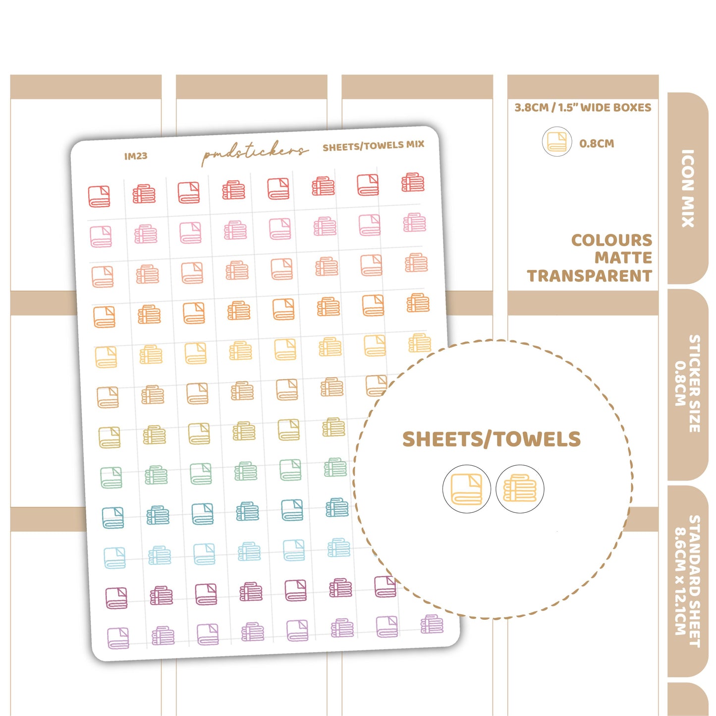 Sheets/Towels Mix Icon Dot Stickers | Planner Stickers | IM23