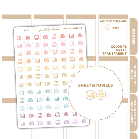 Sheets/Towels Mix Icon Dot Stickers | Planner Stickers | IM23