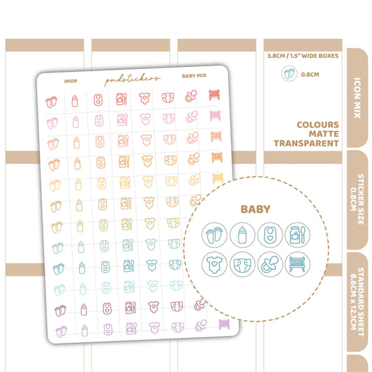 Baby Mix Icon Dot Stickers | Planner Stickers | IM09
