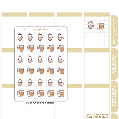 Coffee Stickers | Eche Character Planner Stickers | E24