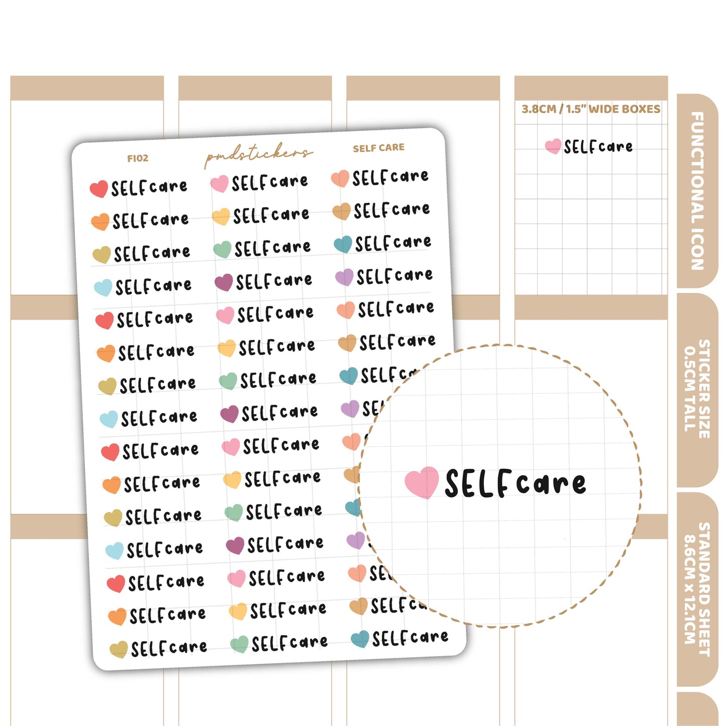 Self Care Stickers | Functional Icon Planner Stickers | FI02