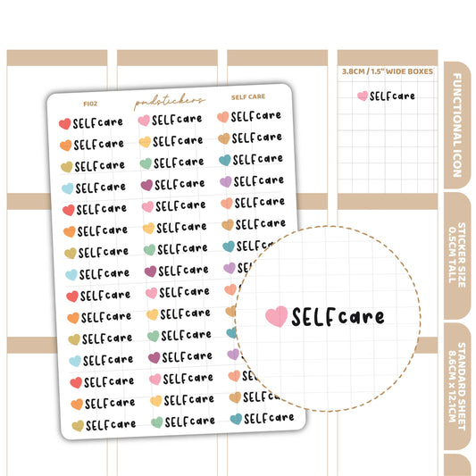 Self Care Stickers | Functional Icon Planner Stickers | FI02