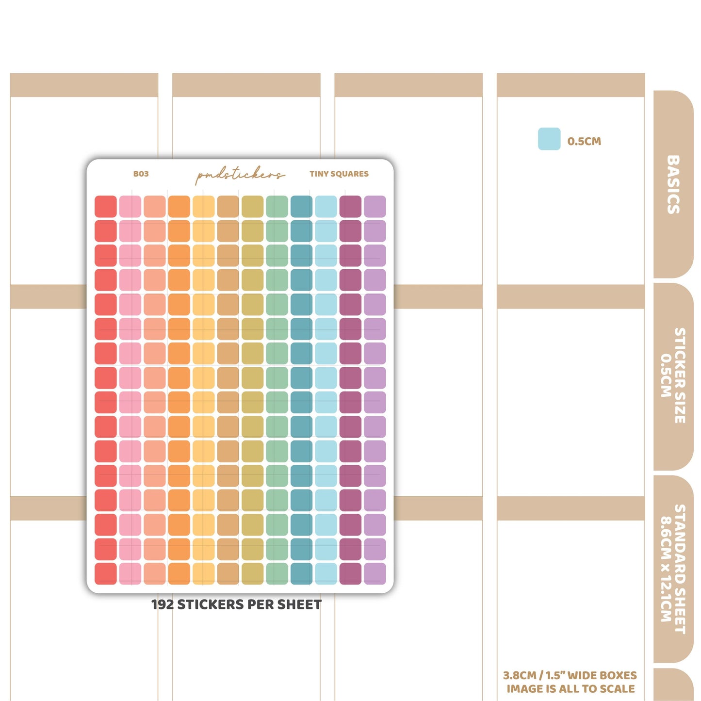 Tiny Square Stickers | Basic Planner Stickers | B03