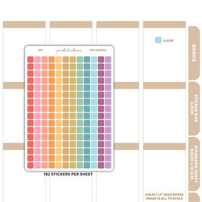 Tiny Square Stickers | Basic Planner Stickers | B03