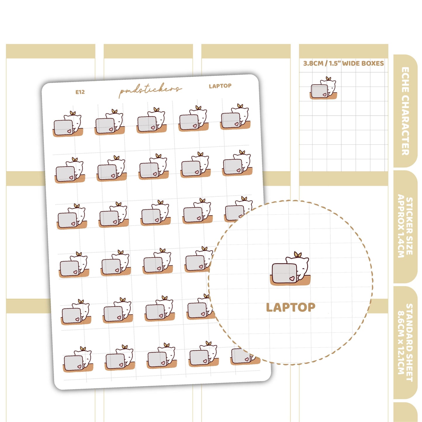 Laptop Stickers | Eche Character Planner Stickers | E12