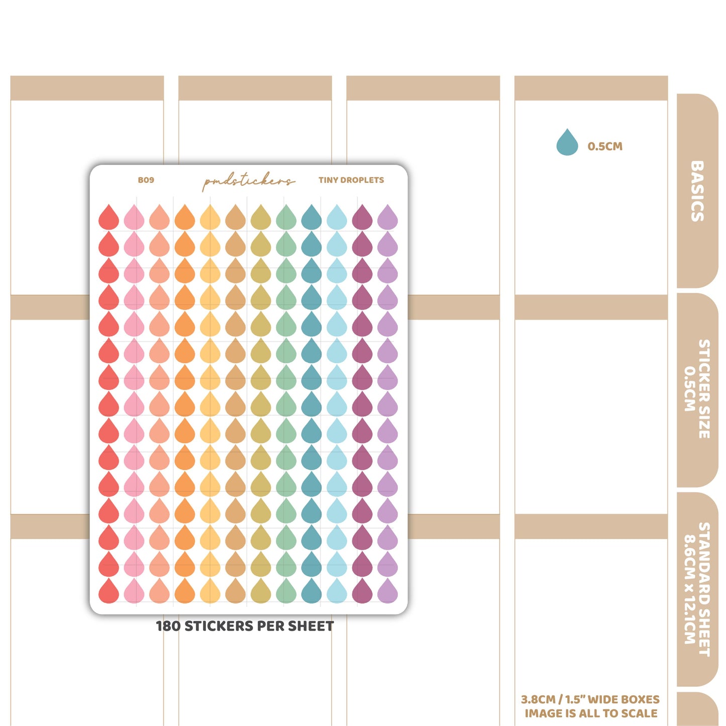 Tiny Droplet Stickers | Basic Planner Stickers | B09