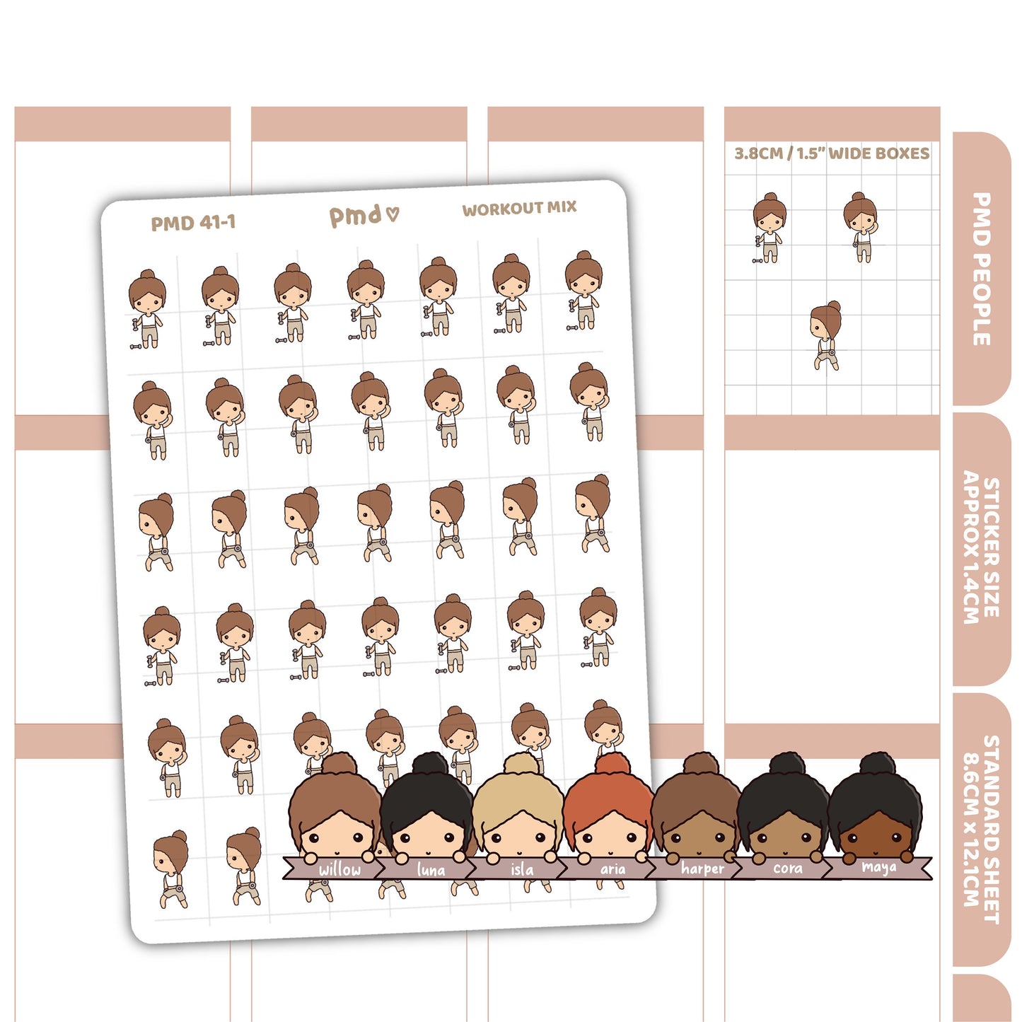 Workout Stickers | PMD People Planner Stickers | PMD41