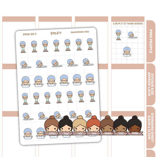 Swimming Stickers | PMD People Planner Stickers | PMD39