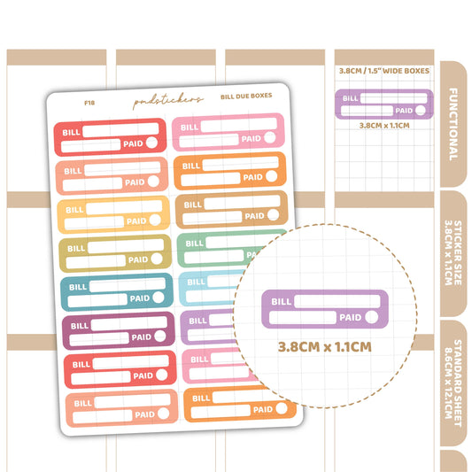 Bill Tracker Stickers | Functional Planner Stickers | F18