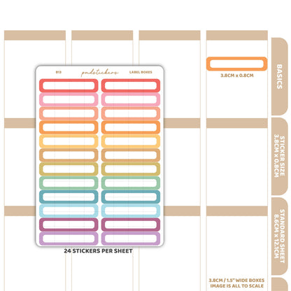 Label Box Stickers | Basic Planner Stickers | B13