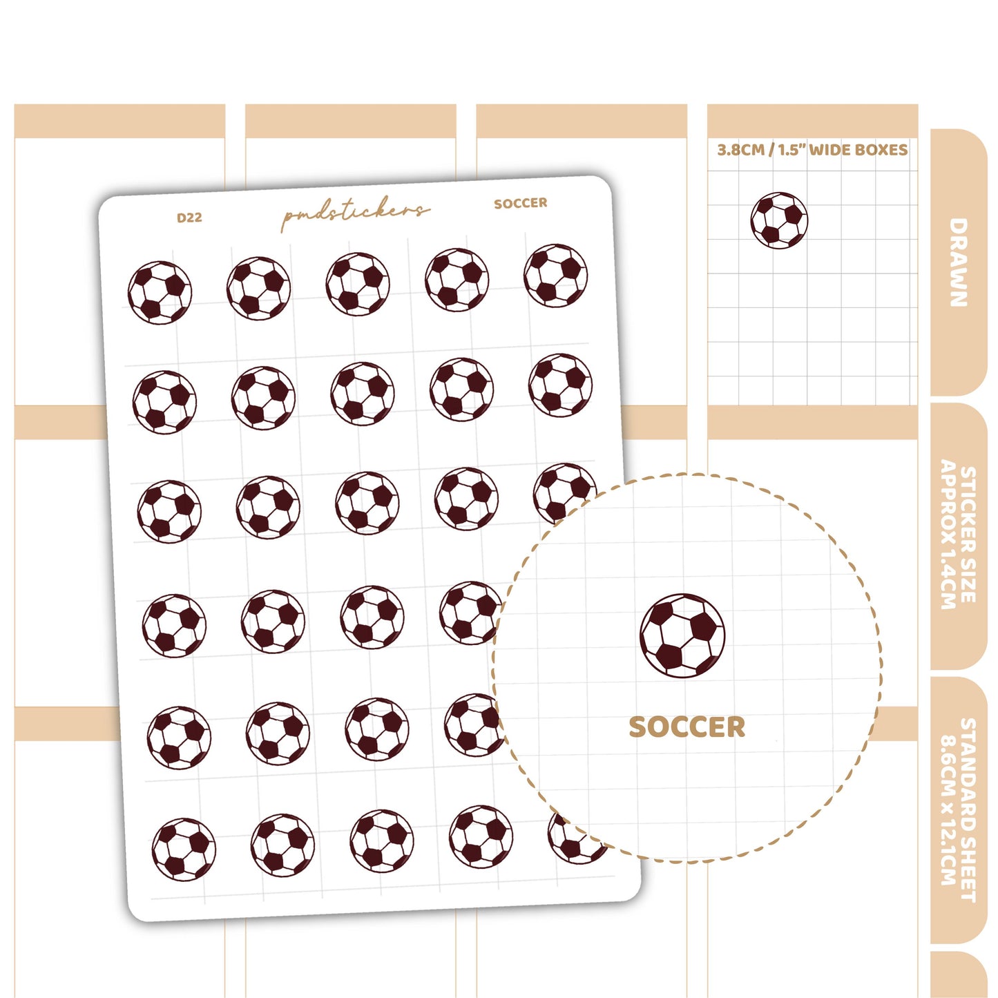 Soccer Stickers | Drawn Planner Stickers | D22