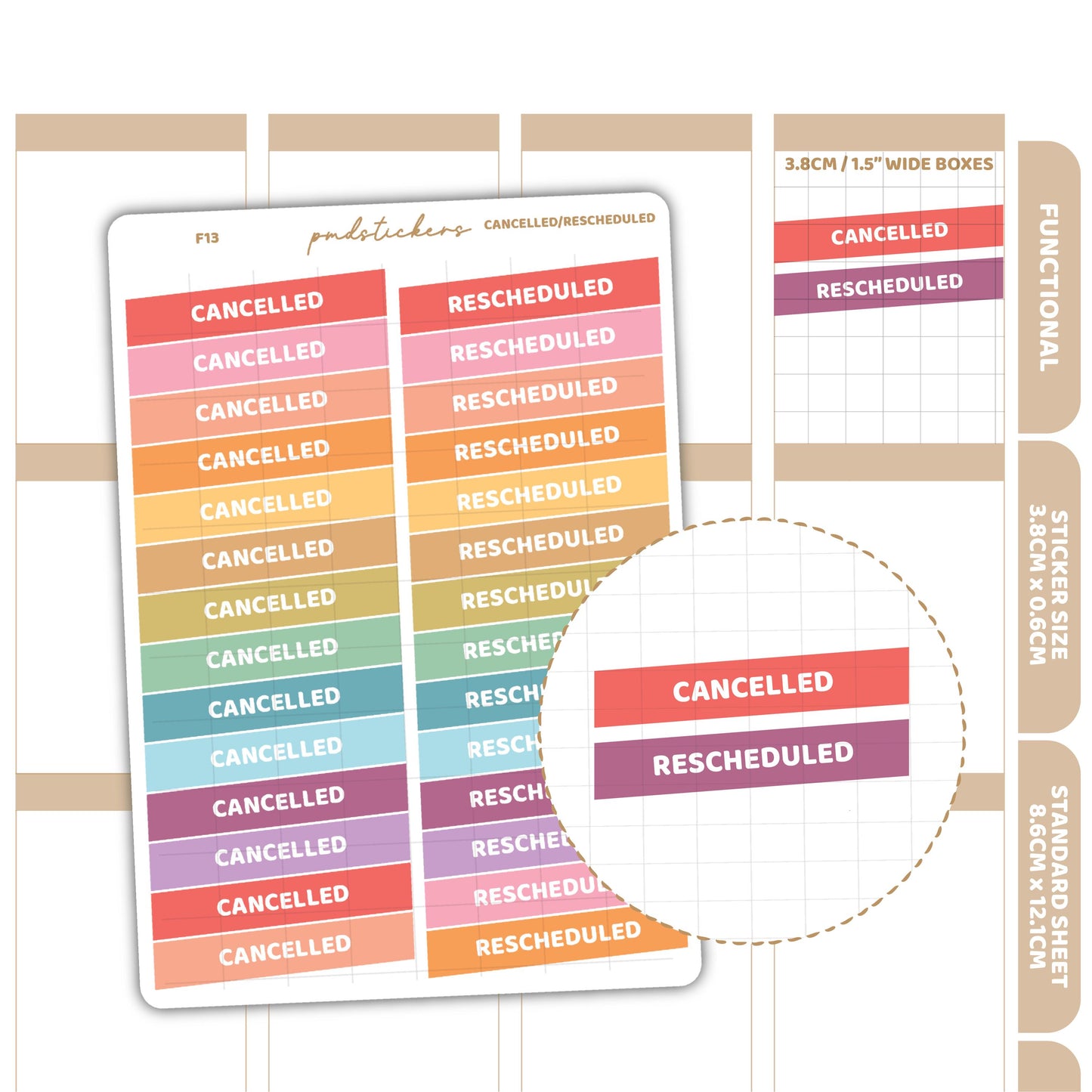 Cancelled/Rescheduled Stickers | Functional Planner Stickers | F13