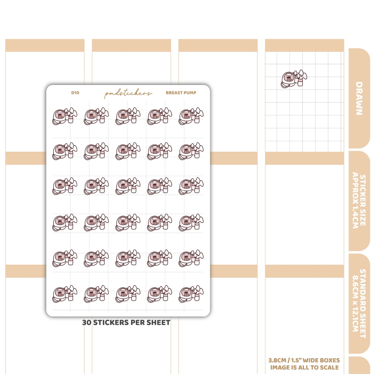 Breast Pump Stickers | Drawn Planner Stickers | D10