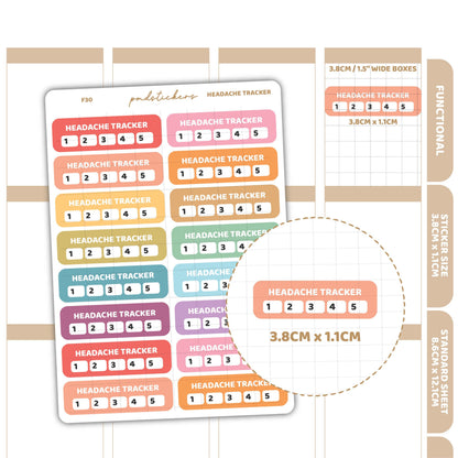 Headache Tracker Stickers | Functional Planner Stickers | F30