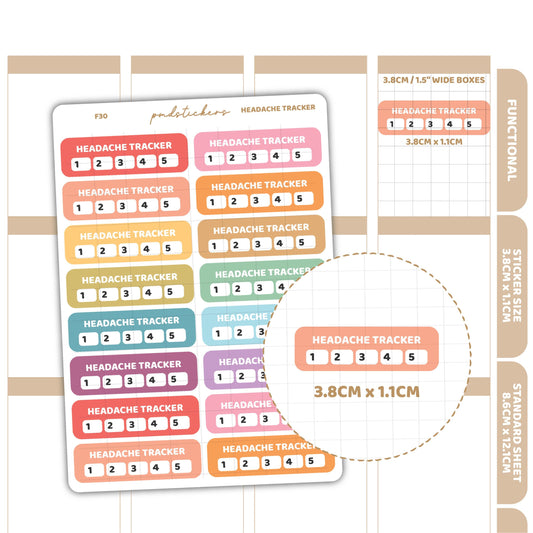 Headache Tracker Stickers | Functional Planner Stickers | F30
